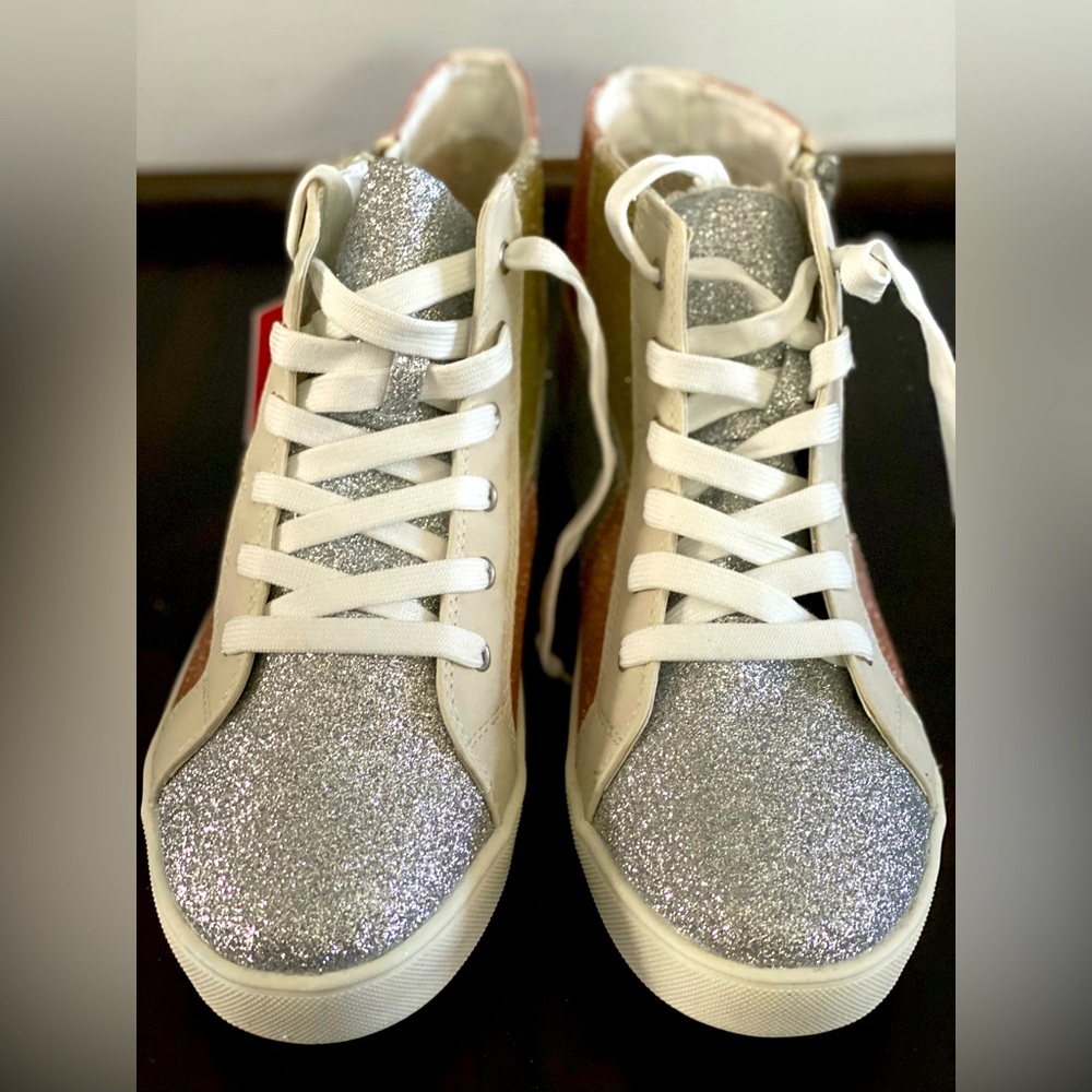 Kidpik Multicolor Metalllic Sparkle High Top Tennis Shoe